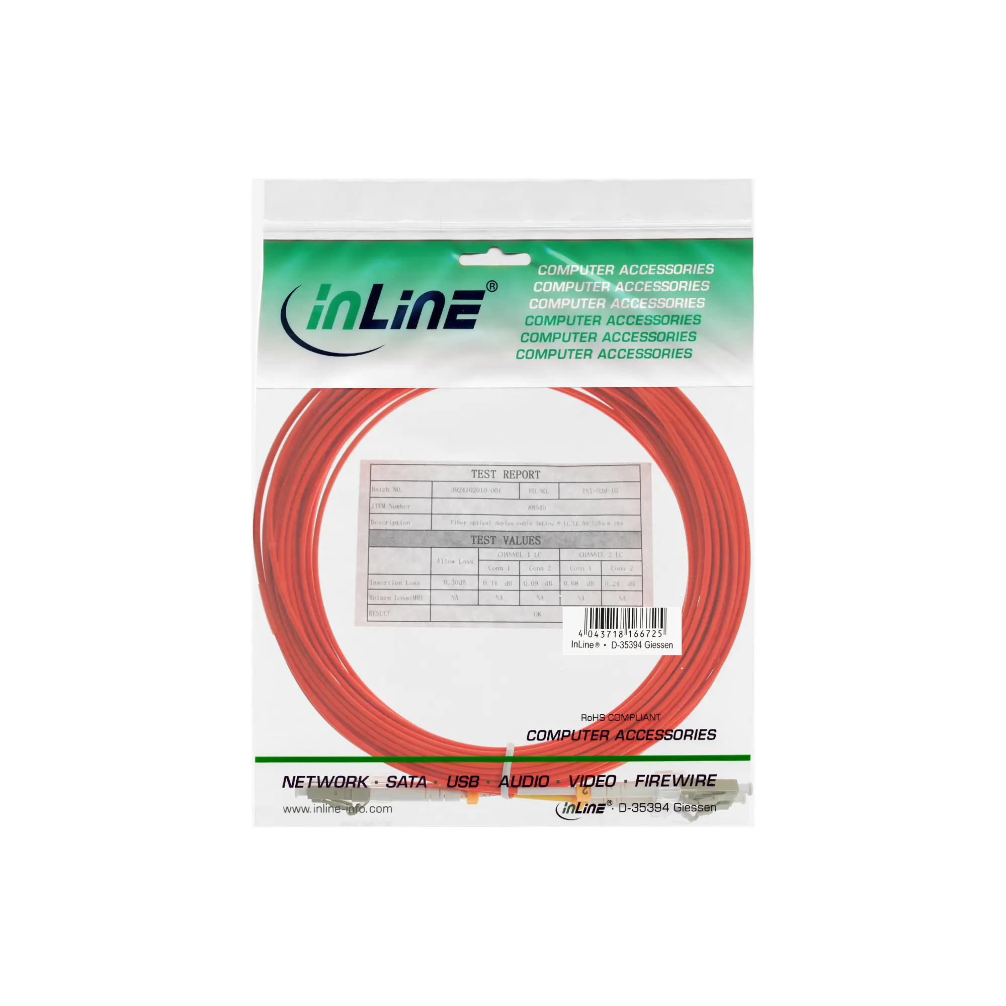 InLine LWL Duplex Kabel - LC/LC - 62,5/125µm - OM1 - 0,5m 88634
