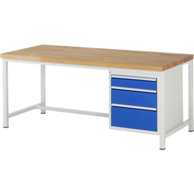 RAU Werkbank 8000 2.000 x 840-1.040 x 900 mm (B x H x T) enzianblau lichtgrau