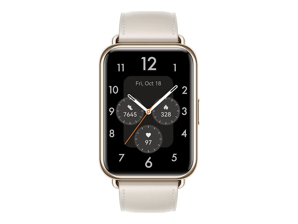 Huawei Watch Fit 2 Classic - Aluminiumlegierung - intelligente Uhr mit Riemen - Leder - Moon White