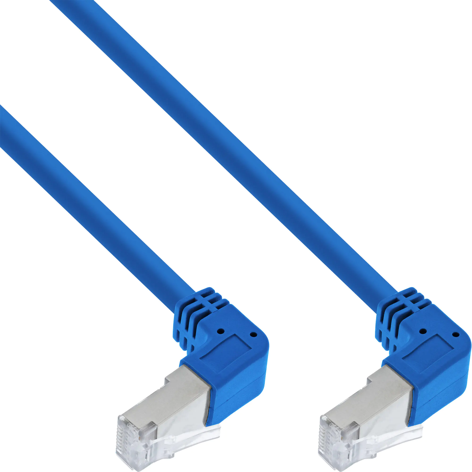 InLine - Patch-Kabel - RJ-45 (M) nach unten gewinkelt zu RJ-45 (M) nach unten gewinkelt - 1.5 m - 6 mm - SFTP, PiMF - CAT 6 - geformt - Blau