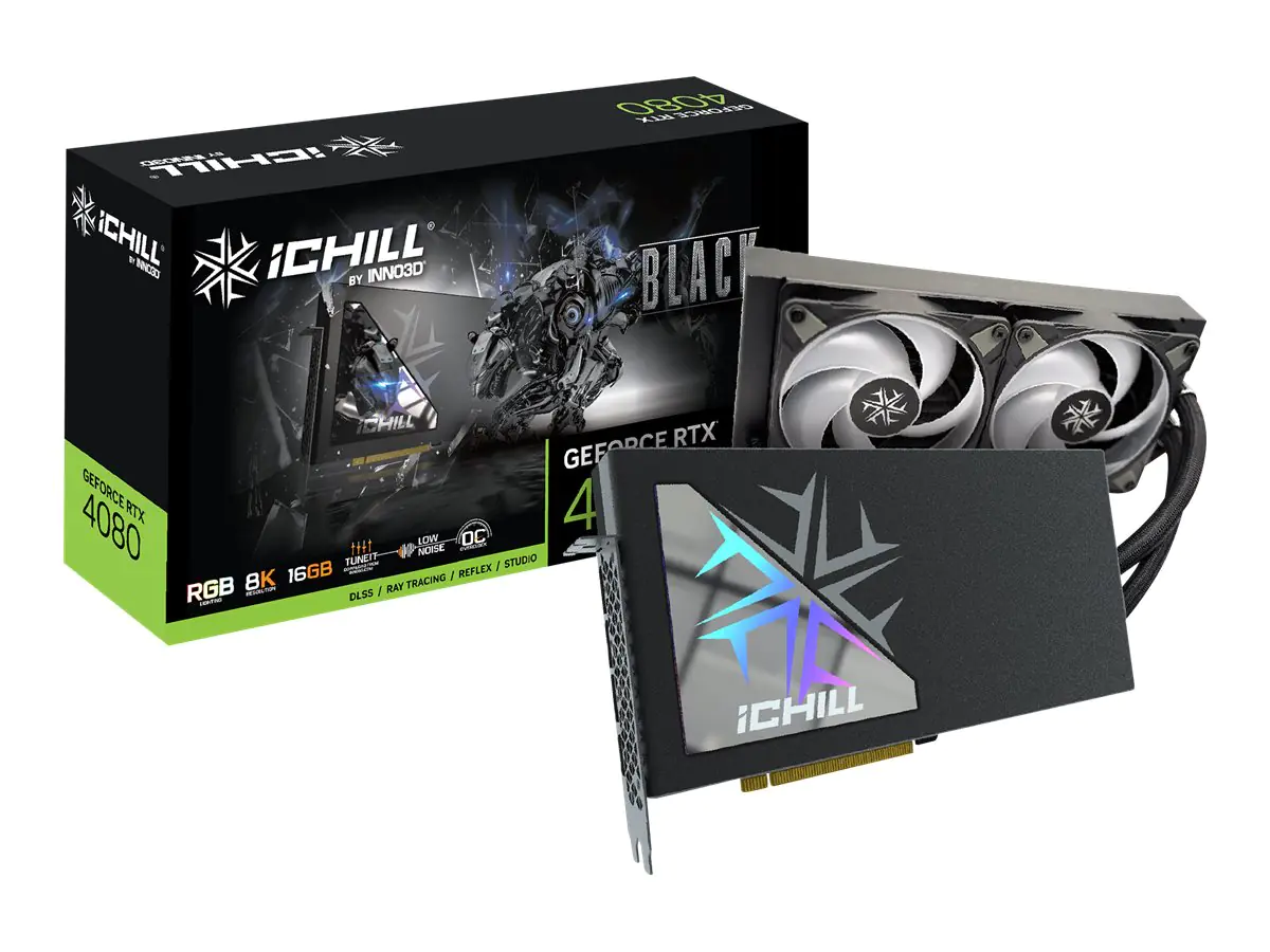 Inno3D iChiLL GeForce RTX 4080 Black - Grafikkarten - GeForce RTX 4080 - 16 GB GDDR6X - PCIe 4.0 x16 - HDMI, 3 x DisplayPort - Schwarz