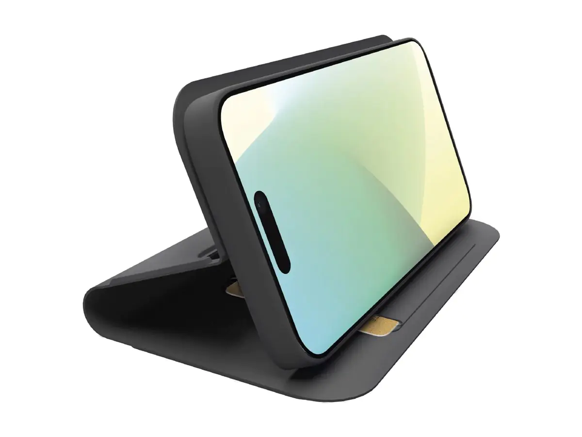 SBS Wallet Stand Case in PU für iPhone 16 black