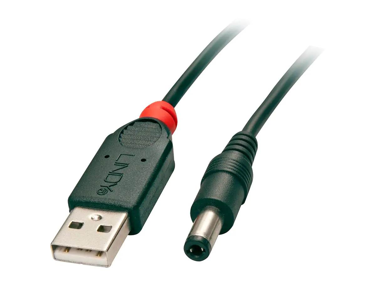 Lindy - USB- / Stromkabel - Gleichstromstecker 5,5 x 2,1 mm (M) zu USB (nur Strom) (M) - 1.5 m - Schwarz