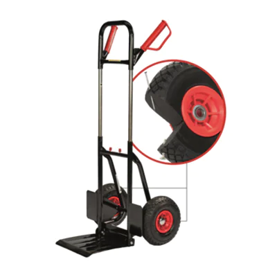 pro-bau-tec Sackkarre PU-1-2-3 49 x 113,5 x 53 cm (B x H x L) 200kg Stahl, pulverbeschichtet schwarz/rot