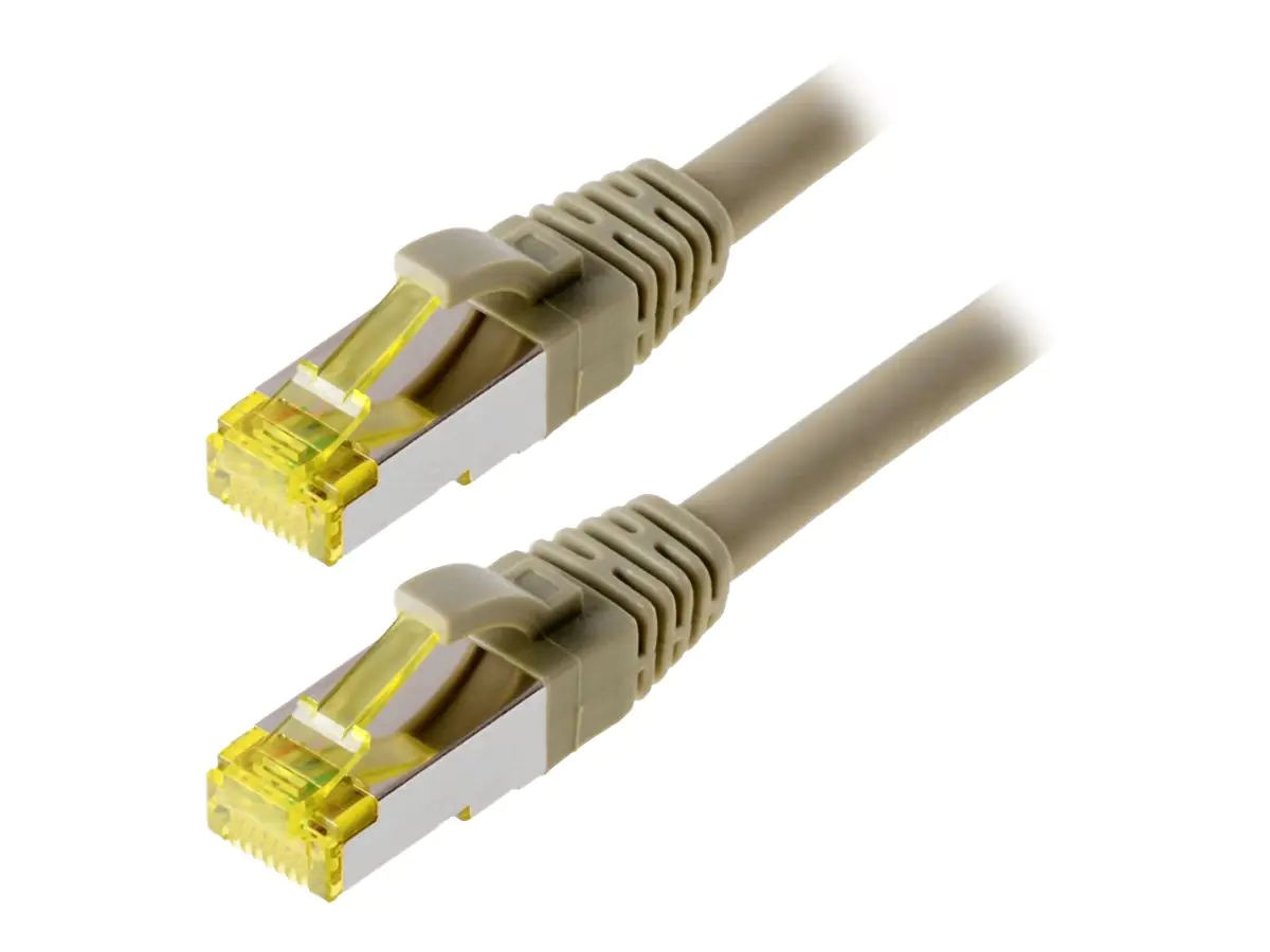 Helos - Patch-Kabel - RJ-45 (M) bis RJ-45 (M) - 15 m - SFTP, PiMF - CAT 6a - halogenfrei, ohne Haken - Grau