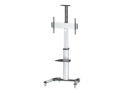 IC Intracom Manhattan TV & Monitor Mount, Trolley Stand, 1 screen, Screen Sizes: 37-65", Silver, VESA 200x200 to 600x400mm, Max 50kg, LFD, Lifetime Warranty - Wagen - für Flachbildschirm / AV-Ausrüstung - Schwarz, Silber - Bildschirmgröße: 94-177.8