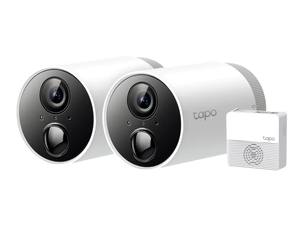 Tapo C400S2 V1 - 2 x Tapo C400 Kameras + Tapo H200 Hub - Netzwerk-Überwachungskamera - Innenbereich, Außenbereich - staubbeständig/wasserfest - Farbe (Tag&Nacht) - 1920 x 1080 - 1080p - feste Brennweite - Audio - drahtlos - Wi-Fi - 2.4GHz radio - H.264