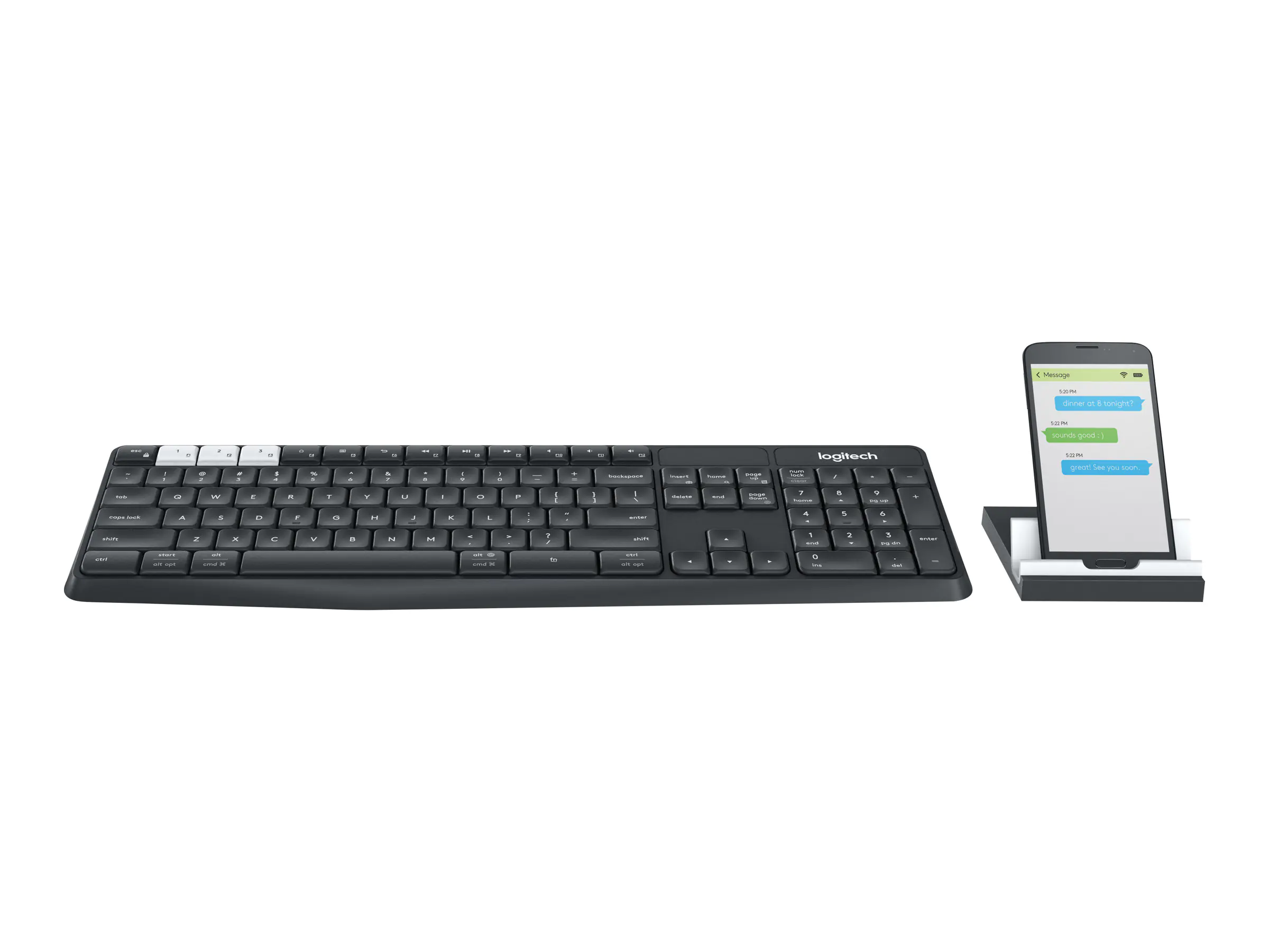 Logitech K375s Multi-Device - Tastatur - Bluetooth, 2.4 GHz - QWERTZ - Deutsch - Graphite, Off-White