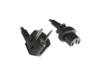 Helos - Stromkabel - power CEE 7/7 gewinkelt zu IEC 60320 C15 gerade - 250 V - 10 A - 3 m - Schwarz