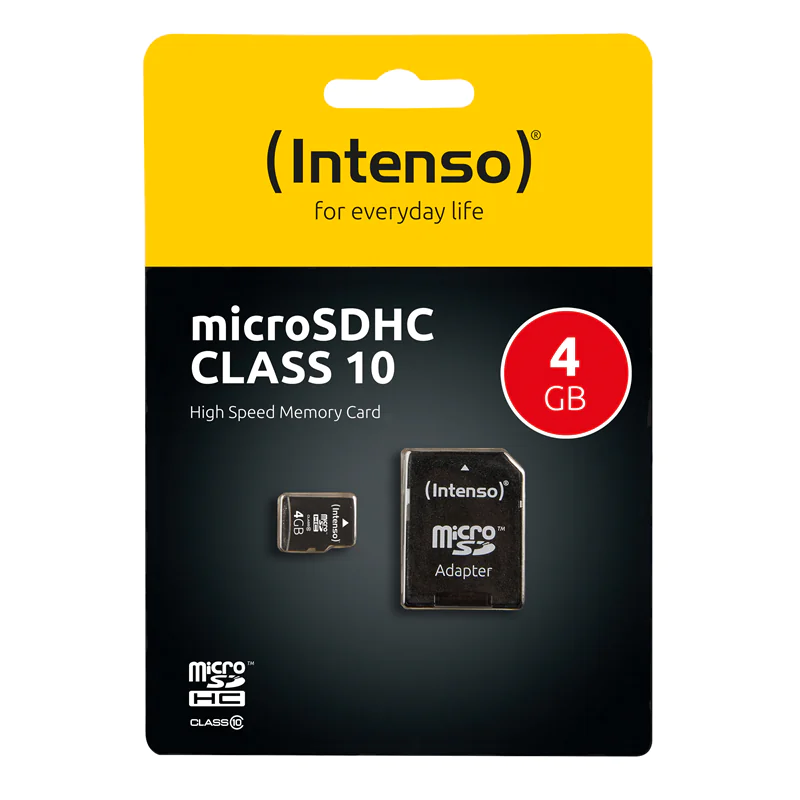 Intenso Class 10 - Flash-Speicherkarte (microSDHC/SD-Adapter inbegriffen) - 4 GB - Class 10 - microSDHC