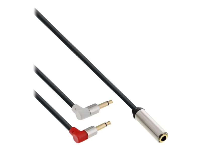 InLine Slim - Audioadapter für Flugzeug - Mono Mini-Stecker männlich zu mini-phone stereo 3.5 mm weiblich - 1 m - Schwarz