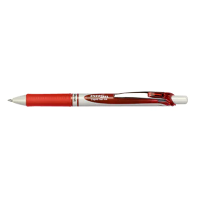 Pentel EnerGel Roller ECO, Ausziehbarer Gelschreiber, Rot, Rot, Silber, Weiß, 0,35 mm, Rund, 0,7 mm BL77E-BX