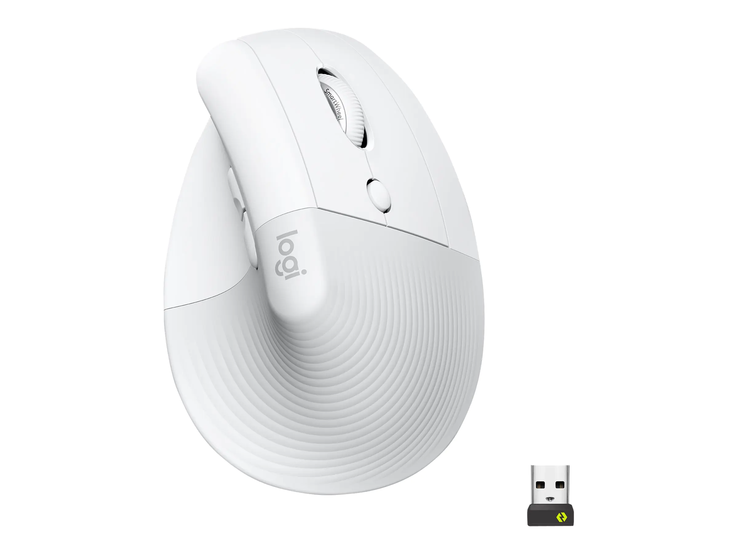 Logitech Lift Vertical Ergonomic Mouse - Vertikale Maus - ergonomisch - optisch - 6 Tasten - kabellos - Bluetooth, 2.4 GHz - Logitech Logi Bolt USB-Receiver - Off-White