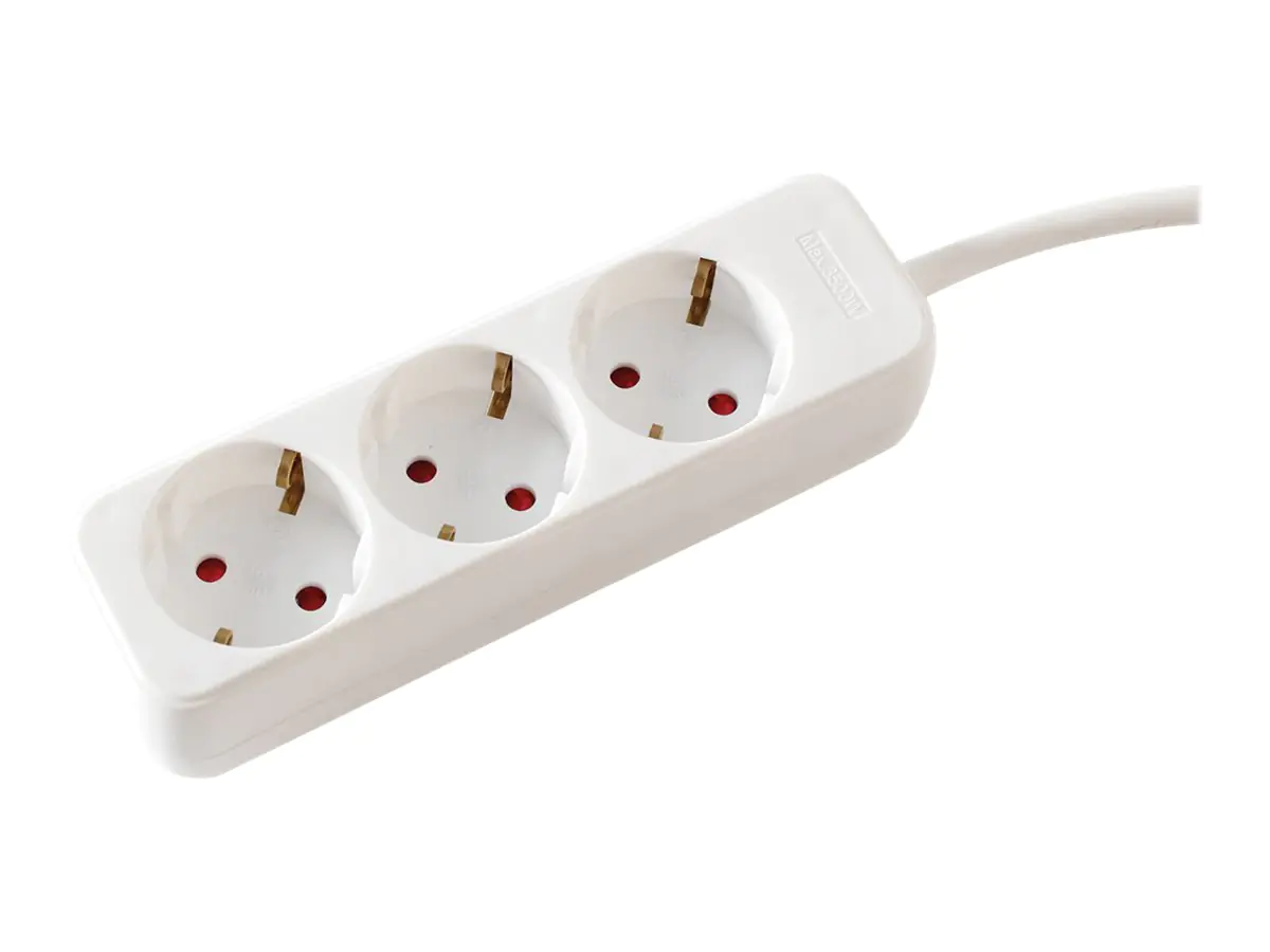 VALUE - Steckdosenleiste - Wechselstrom 250 V - 3600 Watt - Eingabe, Eingang CEE 7/4 - Ausgangsanschlüsse: 3 (3 x CEE 7/4) - 1.5 m Schnur - weiß