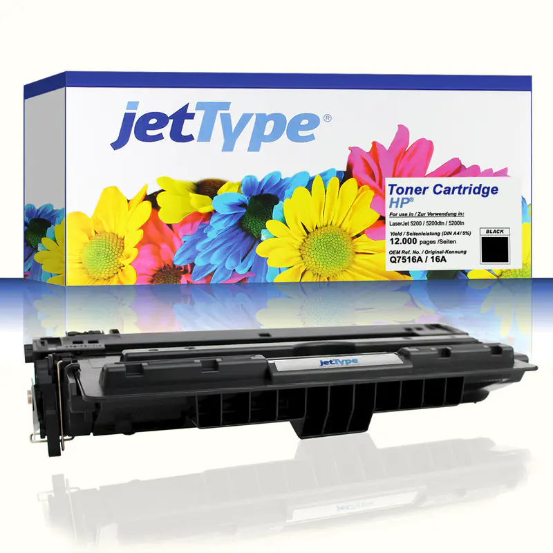jetType Toner kompatibel zu HP Q7516A 16A schwarz 12.000 Seiten 1 Stück