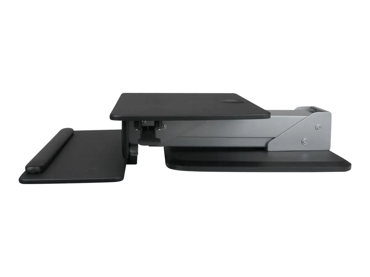 StarTech Height Adjustable Standing Desk Converter - Sit Stand Desk with One-finger Adjustment - Ergonomic Desk - Befestigungskit (Klammerauflageplatte, Tastatur-Tablett, pneumatischer Arm, Basis, Tastatureinschubrückwand, Workstation, Montagesäule, Klein