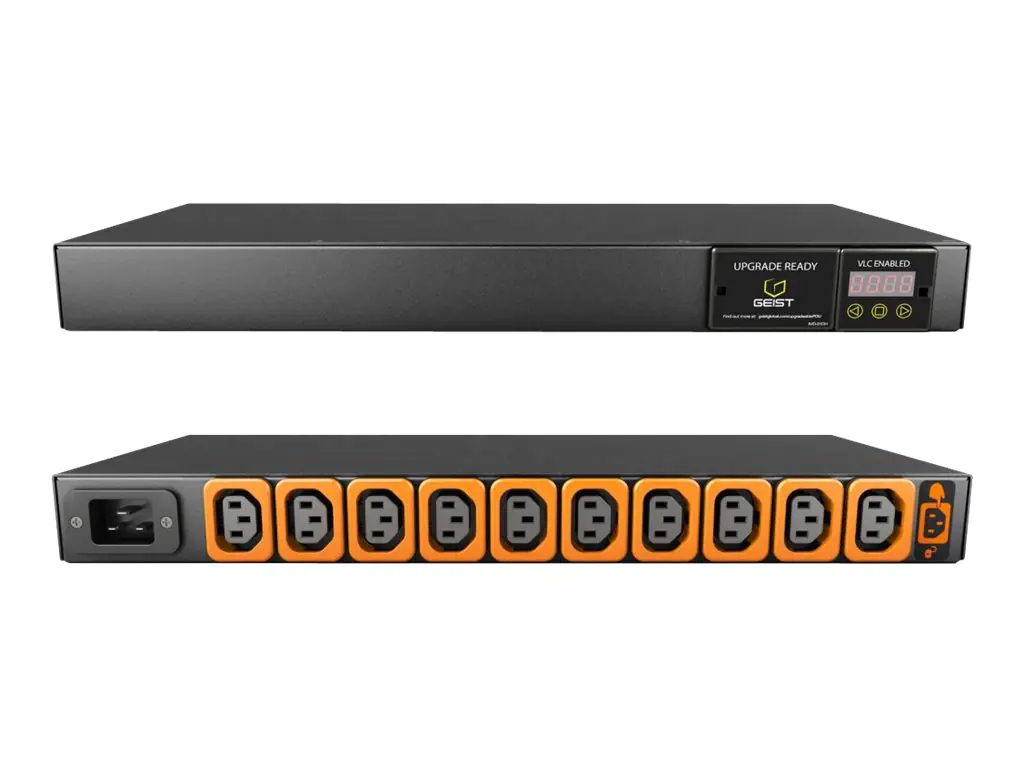 Geist Metered Upgradeable MU01D1R0-10L137-2C20A9H00-S - Stromverteilungseinheit (Rack - einbaufähig) - Wechselstrom 120/208/230 V - 3.6 kW - Eingabe, Eingang IEC 60320 C20 - Ausgangsanschlüsse: 10 (10 x IEC 60320 C13) - 1U - schwarze Pulverbeschichtung