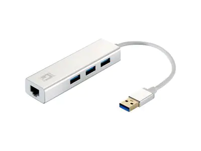 LevelOne USB-0503 - Hub - 3 x SuperSpeed USB 3.0 + 1 x 10/100/1000 - Desktop