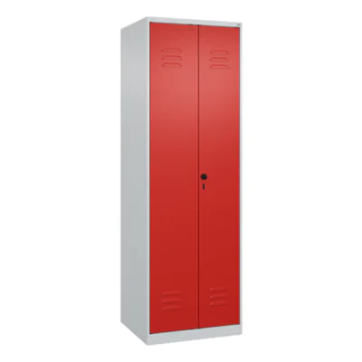 C+P Kleiderspind Classic PLUS 600 x 1.850 x 500 mm (B x H x T) 2 Abteile Stahl Farbe der Front: verkehrsrot Farbe des Korpus: lichtgrau