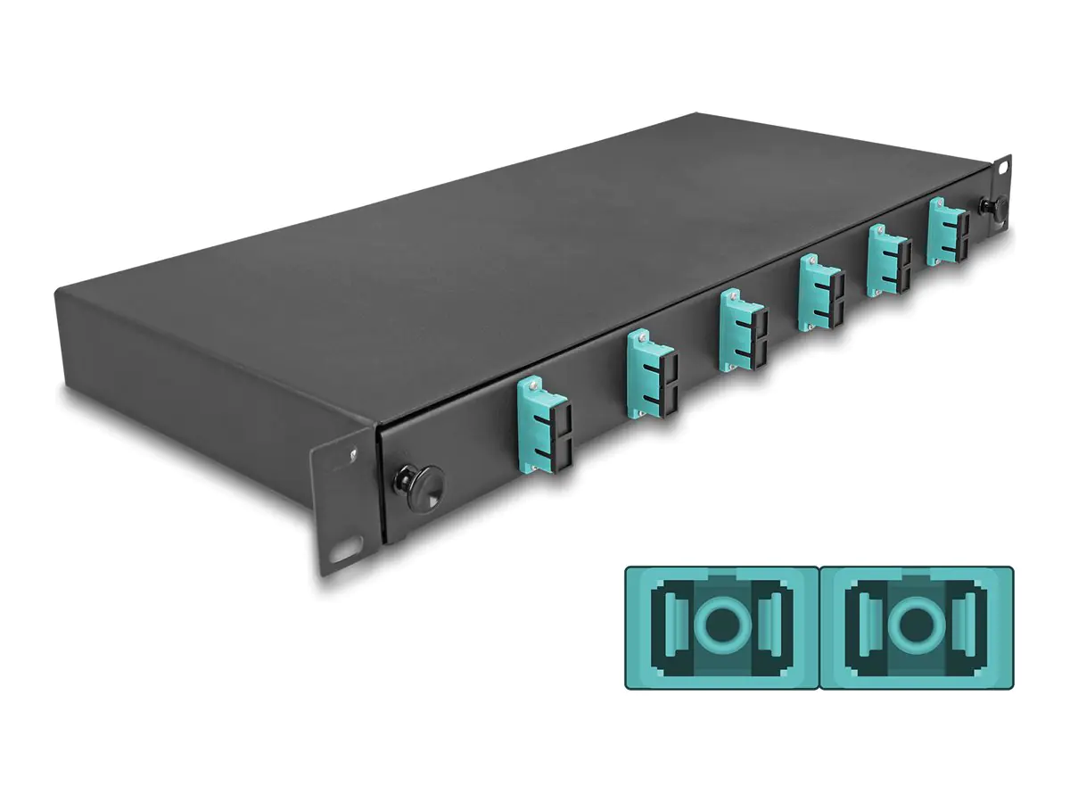 Delock Glasfaserkabelkiste - OM3, montiert - Vorderseite - Rack montierbar - SC Duplex X 6 - Sc