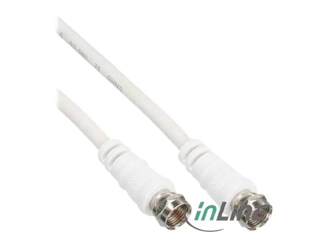 InLine - HF-Kabel - F-Stecker männlich zu F-Stecker männlich - 10 m - doppelt abgeschirmtes Koaxialkabel - 75 dB - weiß