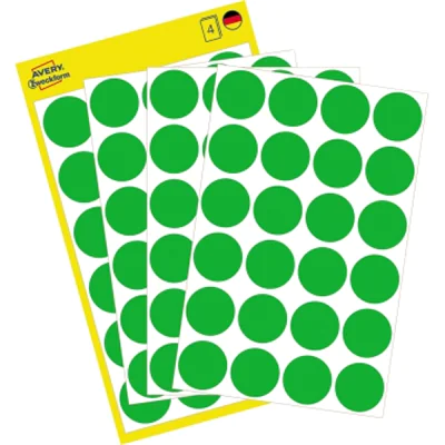 Avery Zweckform Avery 3597, Grün, Kreis, Papier, 24 Stück(e), 4 Blätter, 1,8 cm