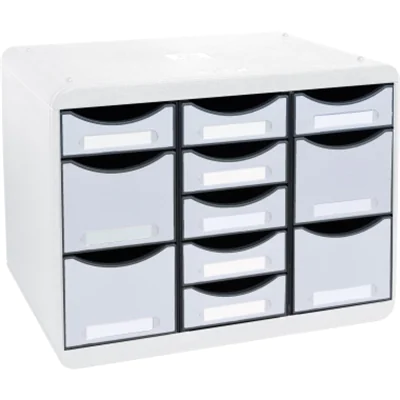 Exacompta Schubladenbox STORE-BOX Multi 11 Schubladen Polystyrol Gehäusefarbe: lichtgrau Farbe der Schublade: lichtgrau