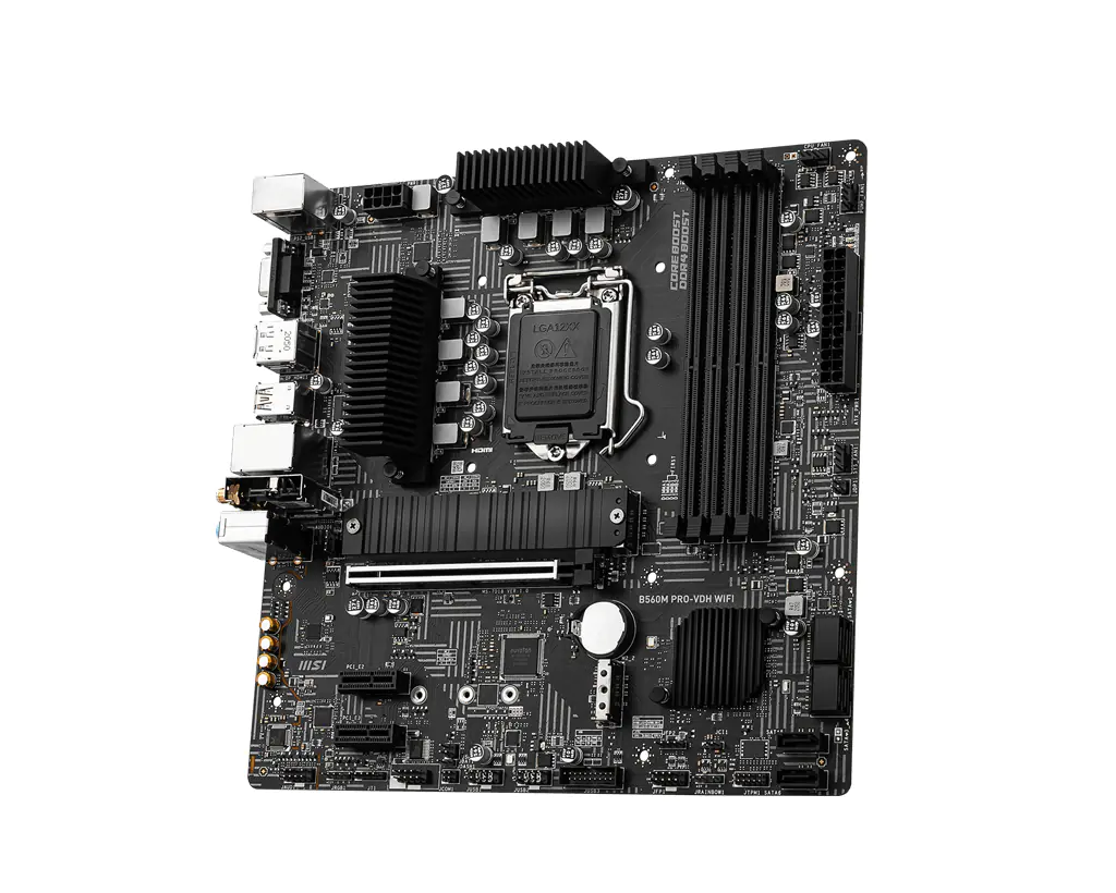 MSI B560M PRO-VDH WIFI - Motherboard - micro ATX - LGA1200-Sockel - B560 Chipsatz - USB 3.2 Gen 1, USB 3.2 Gen 2 - 2.5 Gigabit LAN, Wi-Fi 6, Bluetooth - Onboard-Grafik (CPU erforderlich) - HD Audio (8-Kanal)