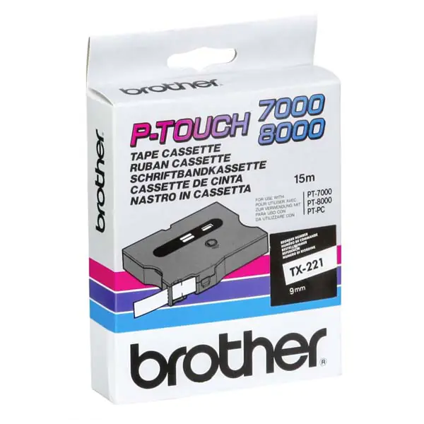 Brother - Schwarz, weiß - Rolle (0,9 cm x 15,2 m) 1 Kassette(n) laminiertes Band - für P-Touch PT-7000, PT-8000, PT-PC