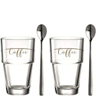 LEONARDO Latte-Macchiato-Glas SOLO je 2 Gläser, Löffel 250ml Glas transparent