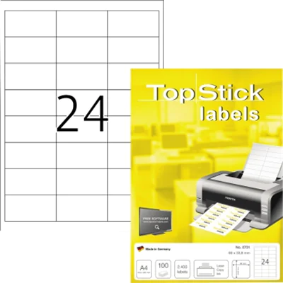 Etikett Topstick 8701 66x33,8mm weiß 2.400 St./Pack.