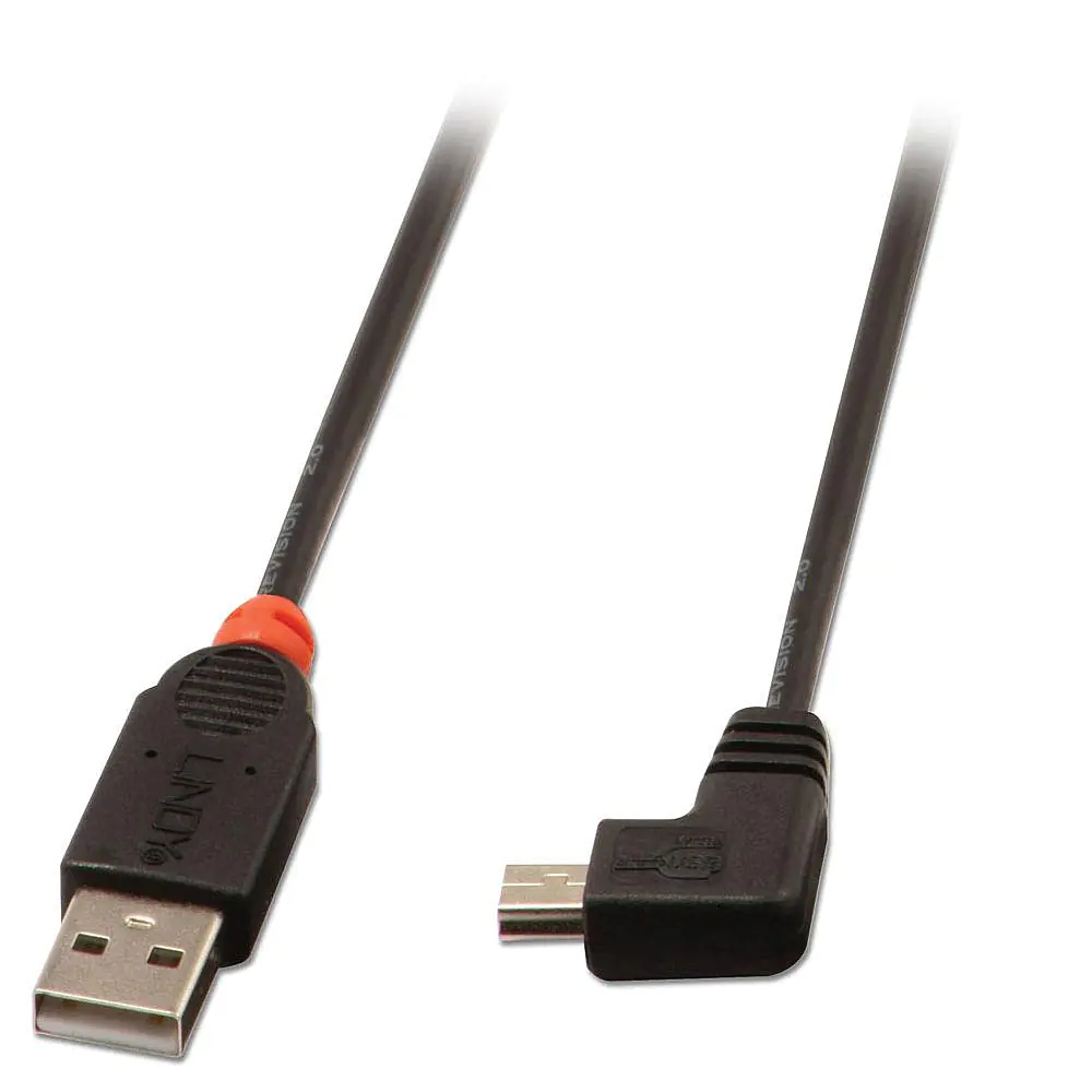 Lindy - USB-Kabel - USB (M) zu Mini-USB, Typ B (M) - USB 2.0 - 2 m - 90° Stecker, geformt