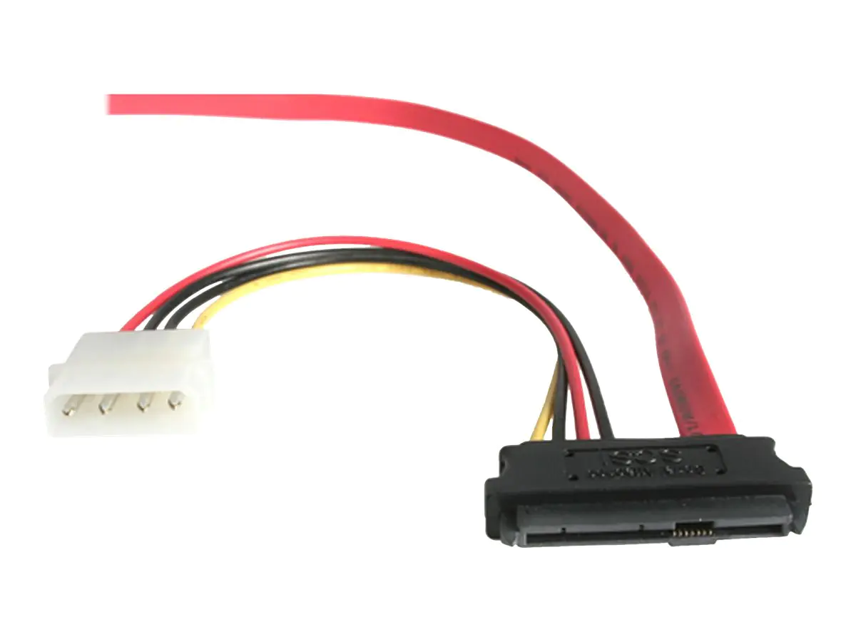 StarTech SAS auf SATA Slimline Kabel - SAS SATA SFF-8482 mit IDE Stromkabel - 1 x SATA (7pin) 1 x SFF-8482 (29pin) 1 x LP4 (Stecker) - SATA- / SAS-Kabel - interne Stromversorgung, 4-polig, interne SAS, 29-polig (SFF-8482) zu SATA (R) - 46 cm - Rot - für P