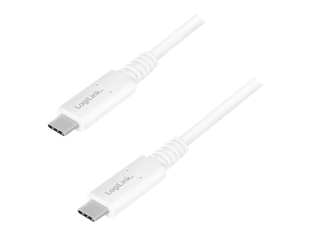 LogiLink - USB-Kabel - 24 pin USB-C (M) zu 24 pin USB-C (M) - USB4 Gen3x2 - 20 V - 5 A - 0.8 m - unterstützt 8K 60 Hz (7680 x 4320) - weiß