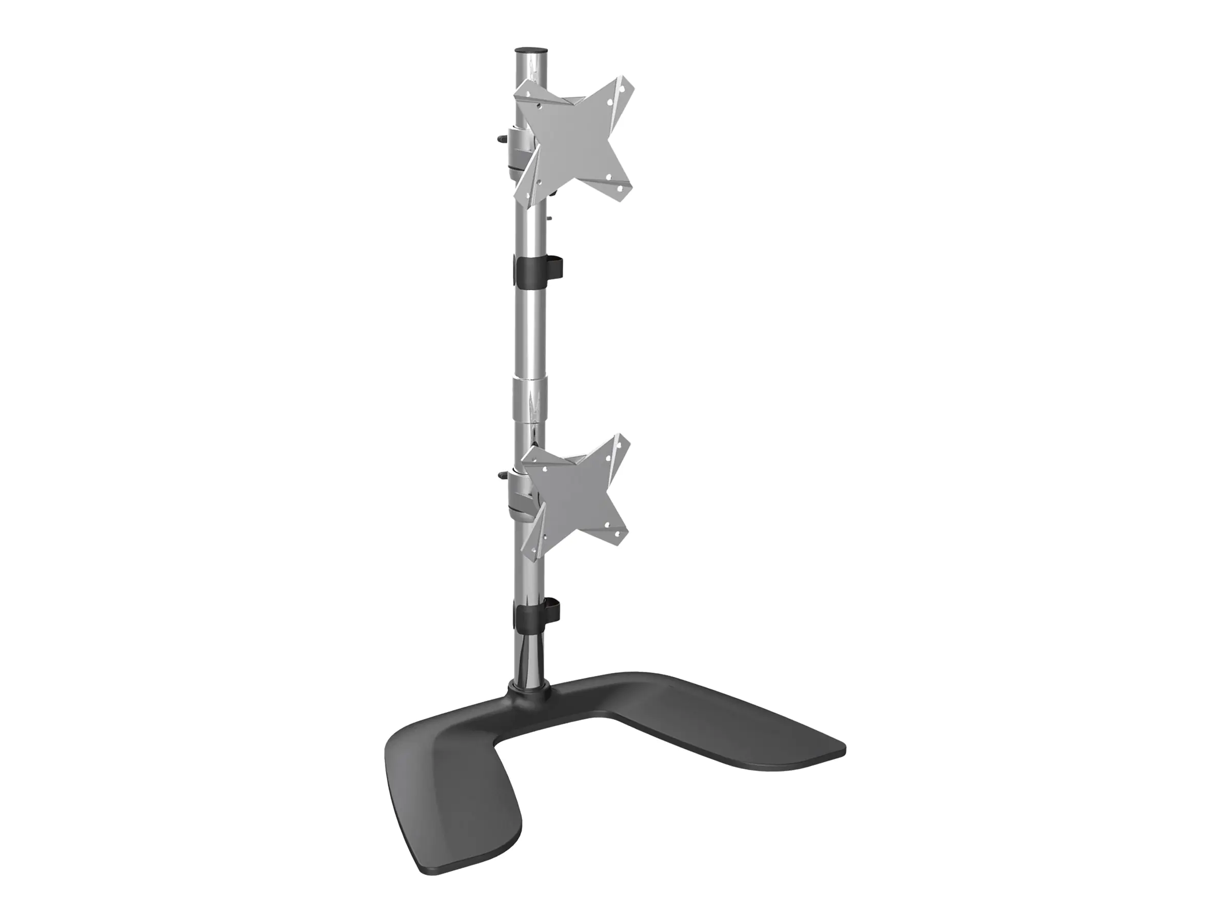 StarTech Monitorhalterung für zwei vertikal gestapelte Monitore - Ergonomischer Monitorarm für zwei VESA Monitore - bis zu 27"(je 8kg) Monitore - Freistehend, Höhenverstellbar - Silber (ARMDUOVS) - Aufstellung - für 2 Monitore - Kunststoff, Aluminium - Sc