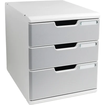 Exacompta Schubladenbox MODULO 3 Schubladen DIN A4+ Polystyrol Gehäusefarbe: lichtgrau Farbe der Schublade: steingrau