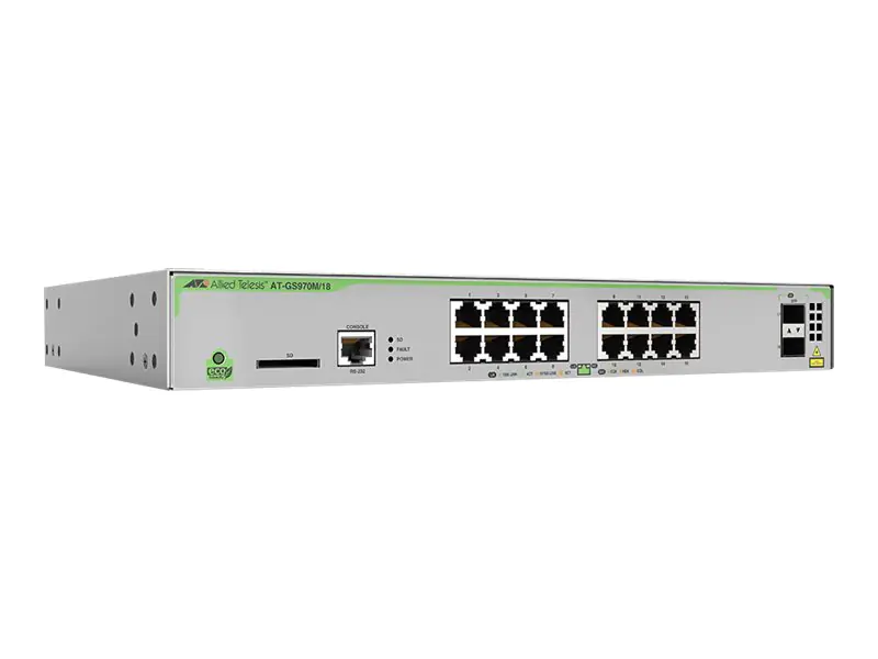 Allied Telesis CentreCOM AT-GS970M/18 - Switch - L3 - managed - 16 x 10/100/1000 + 2 x SFP (mini