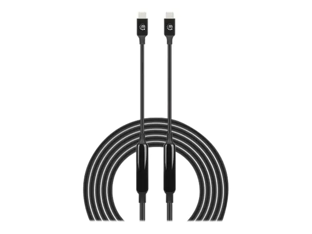 Manhattan USB-C to USB-C Cable, 3m, Active, Male to Male, Black, 10 Gbps (USB 3.2 Gen2 aka USB 3.1), 3A (fast charging), SuperSpeed+ USB, Lifetime Warranty, Polybag - USB-Kabel - 24 pin USB-C (M) zu 24 pin USB-C (M) - USB 3.2 Gen 2 / DisplayPort 1.4 - 20