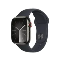 Apple Watch Series 9 (GPS + Cellular) - 41 mm - Graphite Stainless Steel - intelligente Uhr mit Sportband - Flouroelastomer - Midnight - Bandgröße: M/L - 64 GB - Wi-Fi, Bluetooth, UWB, LTE - 4G - 42.3 g