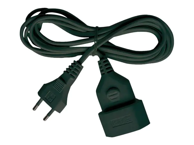 Brennenstuhl H03VVH2-F 2x0.75 - Spannungsversorgungs-Verlängerungskabel - IEC 60906-1 (W) zu Eurostecker (M) - 3 m - Schwarz - Deutschland