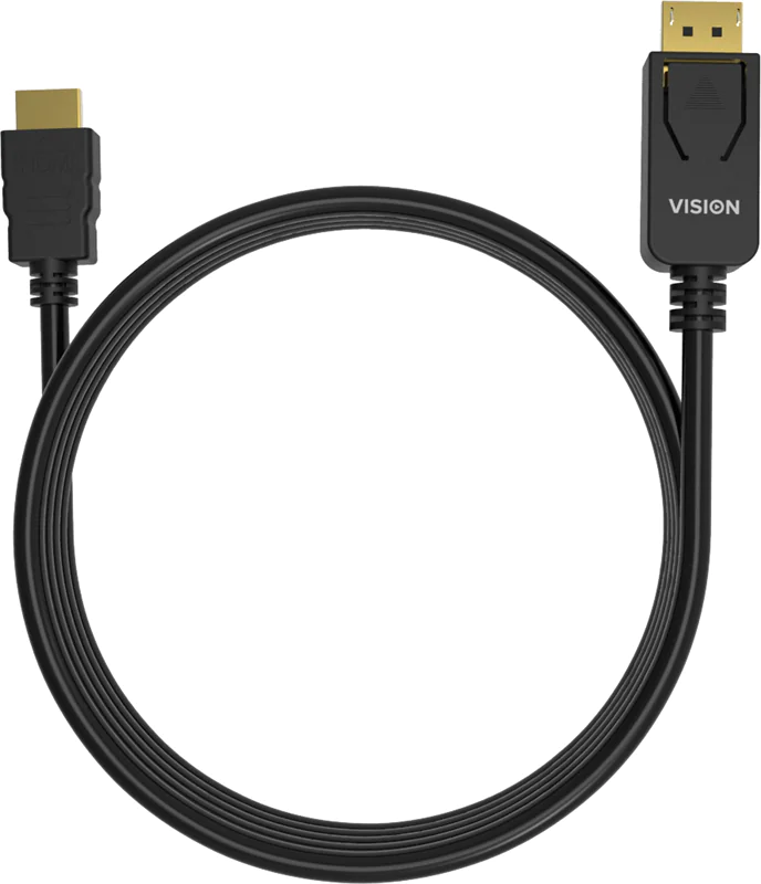 VISION - Adapterkabel - DisplayPort männlich zu HDMI männlich - 2 m - Schwarz - 4K Unterstützung