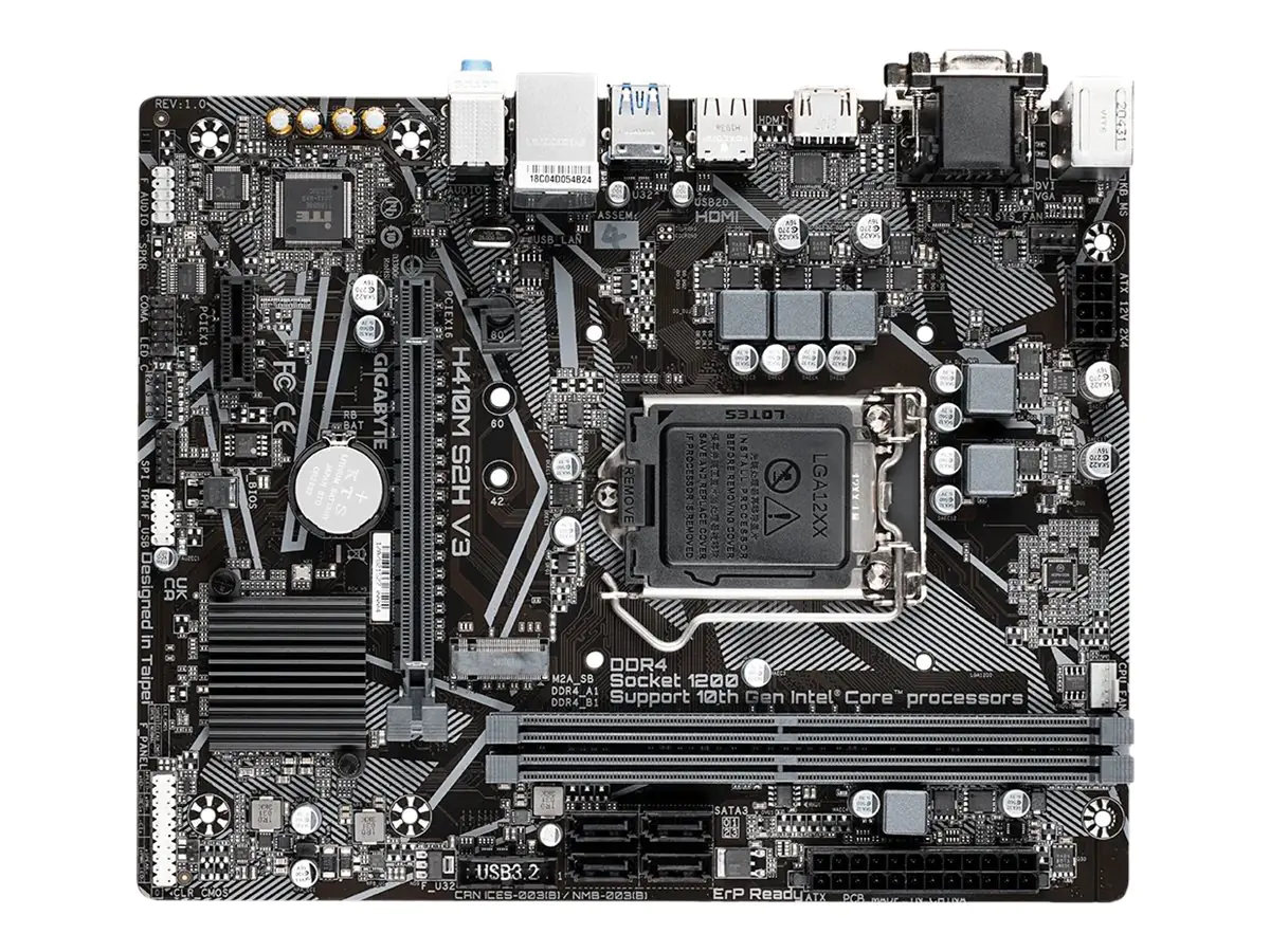 Gigabyte H410M S2H V3 - 1.0 - Motherboard - micro ATX - LGA1200-Sockel - H510 Chipsatz - USB 3.2 Gen 1 - Gigabit LAN - Onboard-Grafik (CPU erforderlich) - HD Audio (8-Kanal)