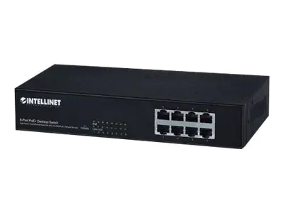 Intellinet 8-Port Fast Ethernet PoE+ Switch, 8 x PoE ports, IEEE 802.3at/af Power-over-Ethernet (PoE+/PoE), Endspan, Desktop, Box - Switch + 8 x 10/100 PoE+ - Desktop - PoE+