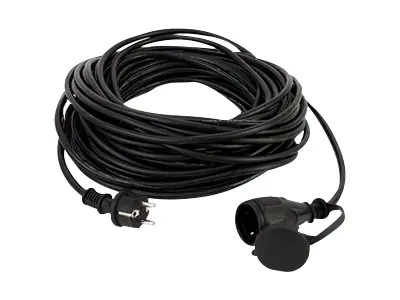 REV - Spannungsversorgungs-Verlängerungskabel - CEE 7/7 (M) (W) - Wechselstrom 250 V - 10 m - Schwarz