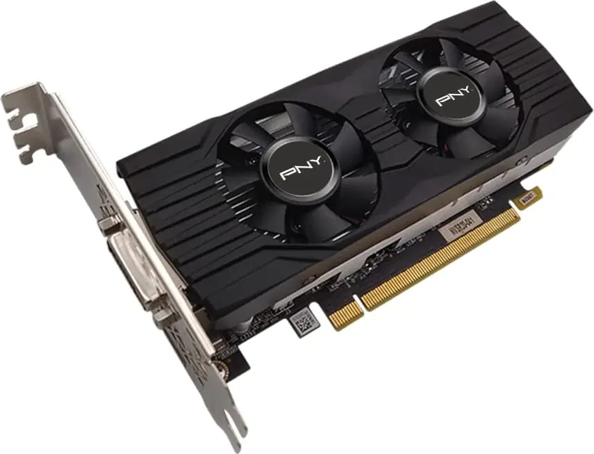 PNY GeForce GTX 1650 Dual Fan - Grafikkarten - GF GTX 1650 - 4 GB GDDR6 - PCIe 3.0 x16 Low-Profile - DVI, HDMI, DisplayPort
