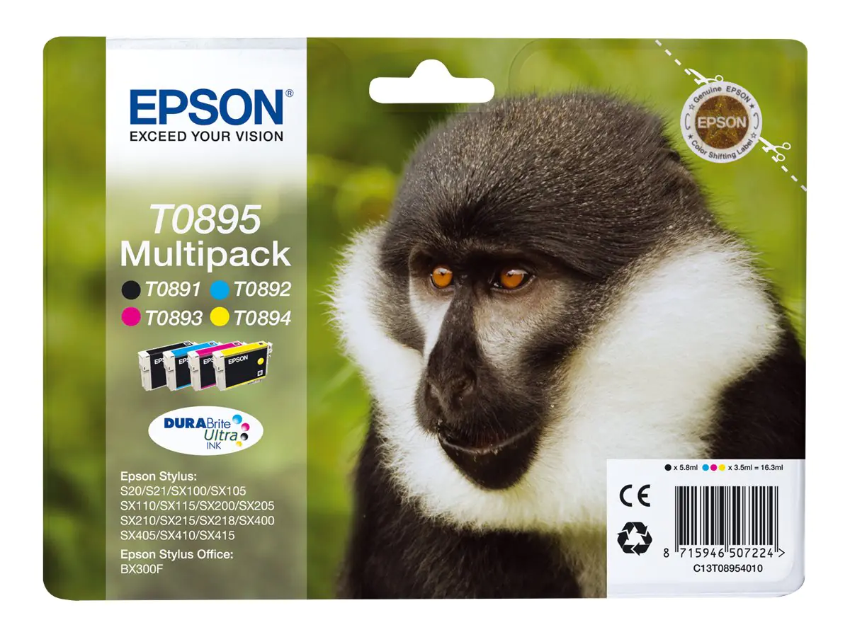 Epson T0895 Multipack - 4er-Pack - Schwarz, Gelb C13T08954010