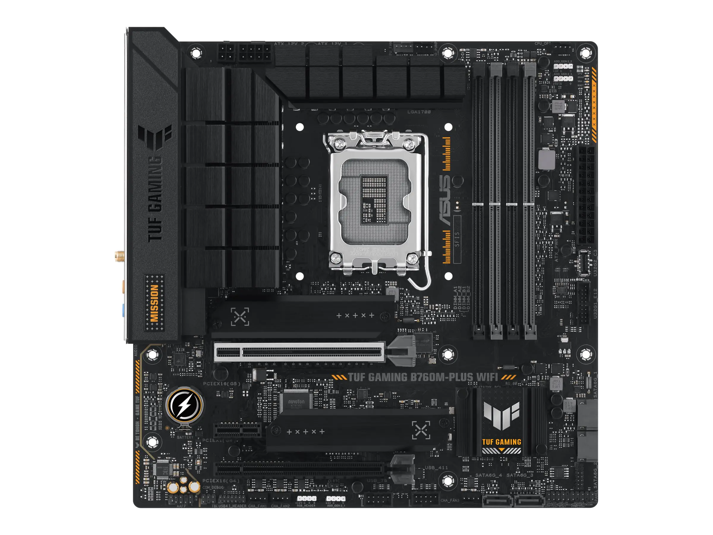 ASUS TUF GAMING B760M-PLUS WIFI - Motherboard - micro ATX - LGA1700-Sockel - B760 Chipsatz - USB 3.2 Gen 1, USB 3.2 Gen 2, USB4, USB-C 3.2 Gen2, USB-C 3.2 Gen 2x2, USB-C 3.2 Gen 1 - 2.5 Gigabit LAN, Wi-Fi 6, Bluetooth - Onboard-Grafik (CPU erforderlich) -