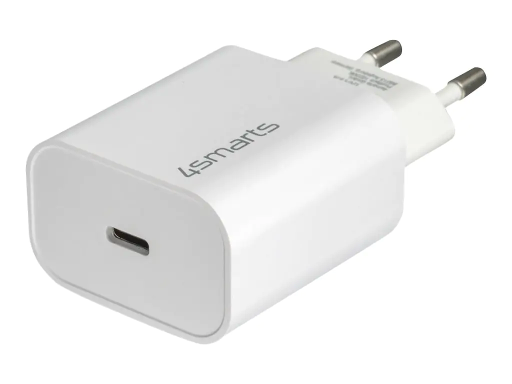 4smarts VoltPlug - Netzteil - 20 Watt - 3 A - PD (24 pin USB-C) - auf Kabel: Lightning - weiß