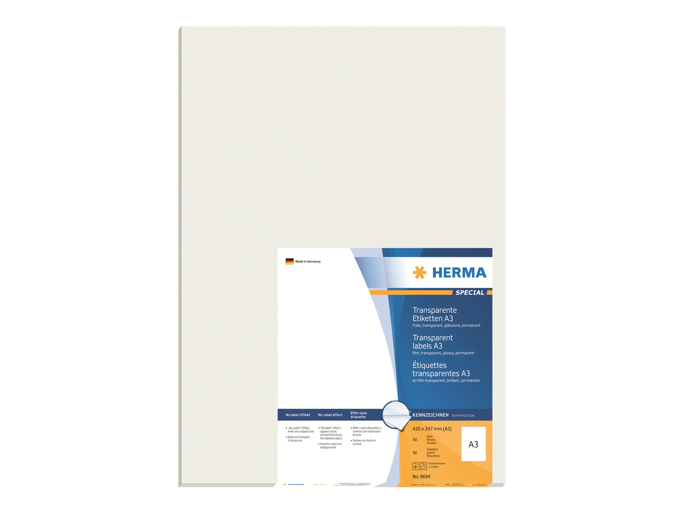 HERMA Special - Hochglänzend - permanent selbstklebend - durchsichtig - A3 (297 x 420 mm) 8694