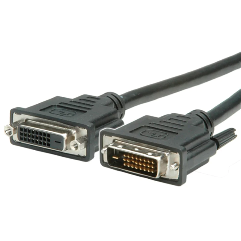 VALUE - DVI-Verlängerungskabel - Dual Link - DVI-D (W) zu DVI-D (M) - 2 m - Daumenschrauben - Schwarz
